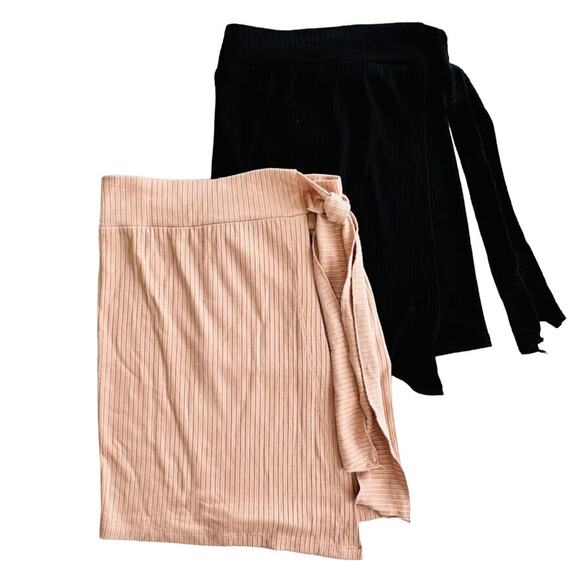 LNA Caruso Wrap Skirt Black & Tan 2pc Set Small Cover-Up Beach Summer Travel - Picture 2 of 6